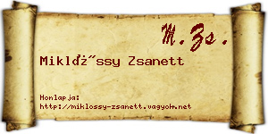 Miklóssy Zsanett névjegykártya