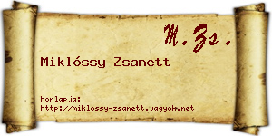 Miklóssy Zsanett névjegykártya
